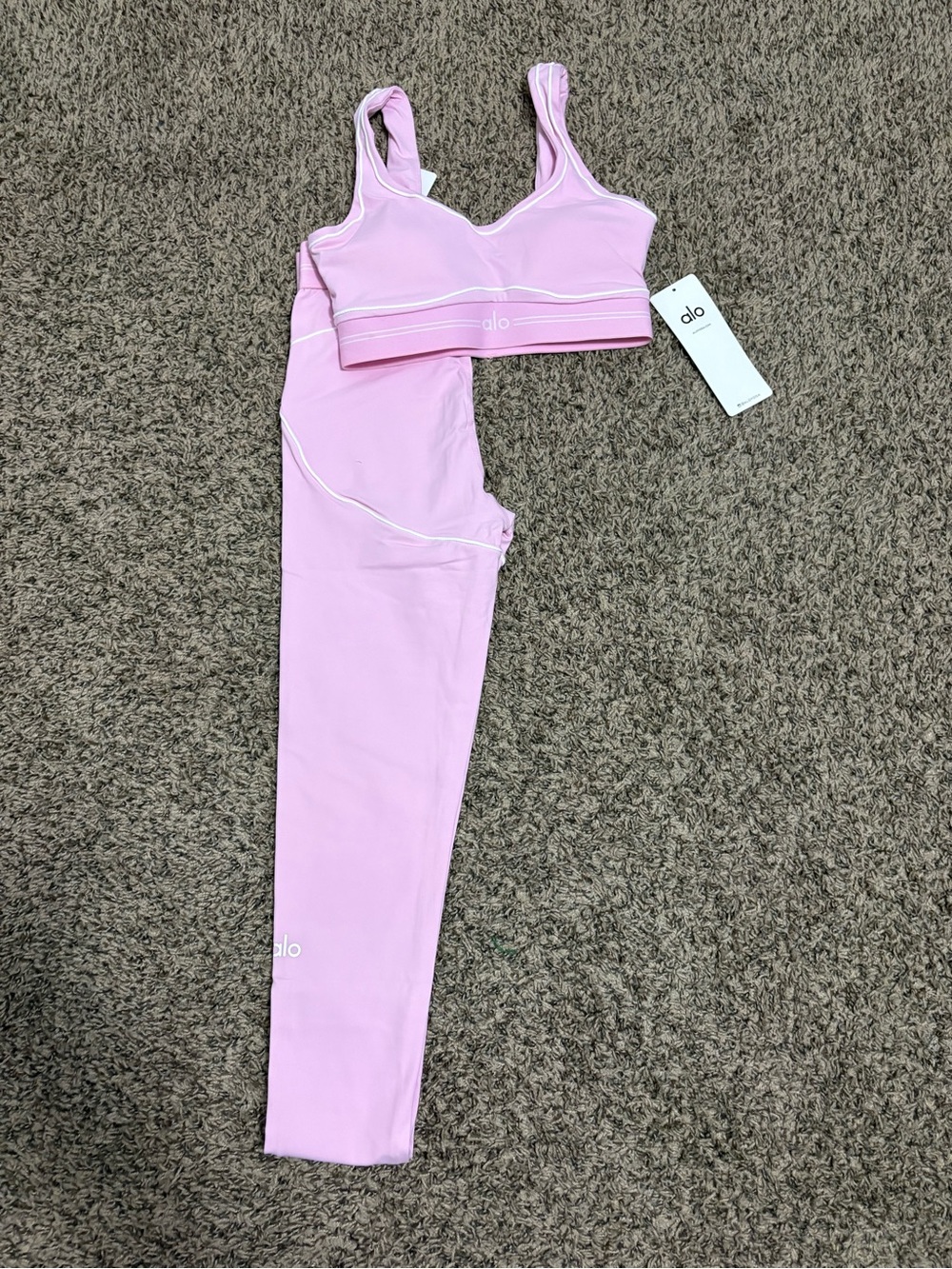 ALO Yoga Pink Seamless Crop Top & Leggings Set